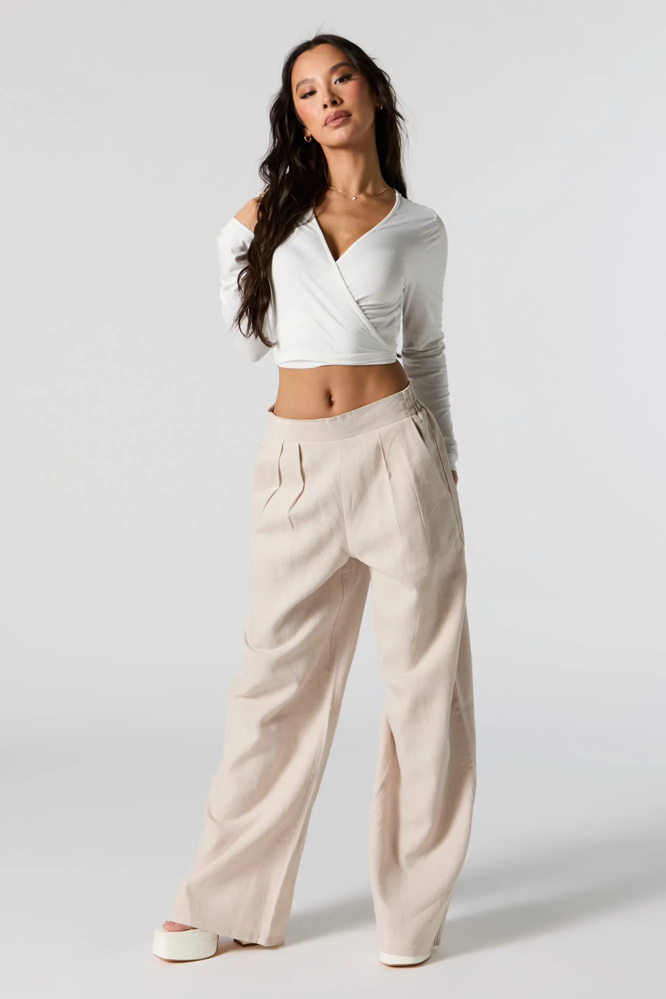 Linen Pleated Wide Leg Pant sold by Urban Planet product image thumbnail 5