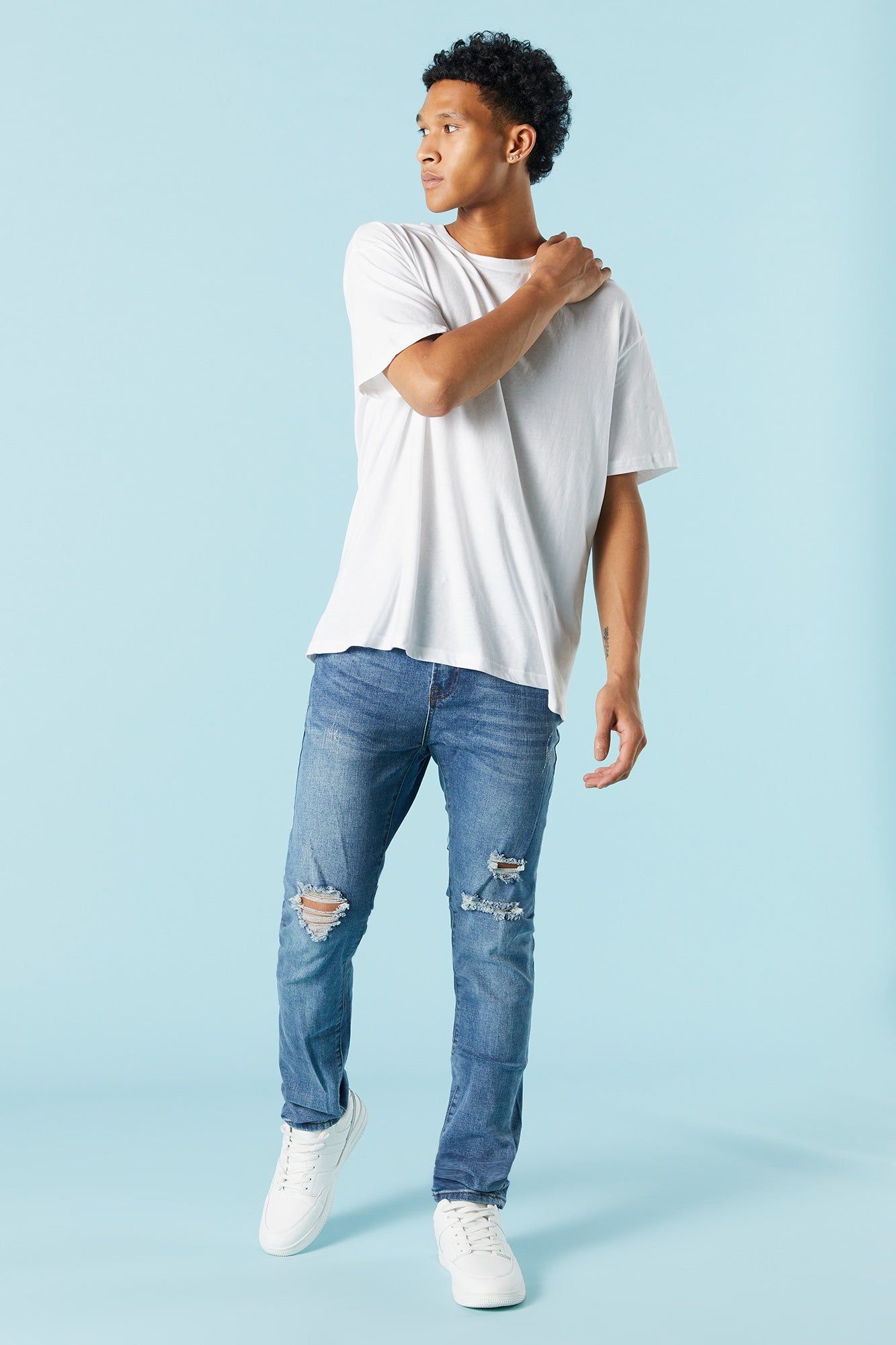 Medium Wash Distressed Denim Skinny Jean sold by Urban Planet product image thumbnail 2