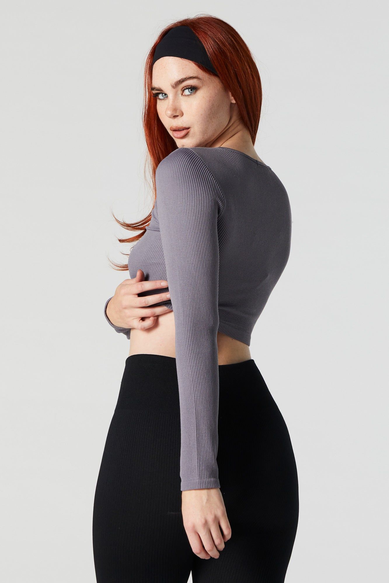 Ribbed Mesh Long Sleeve Crop Top sold by Urban Planet product image thumbnail 2