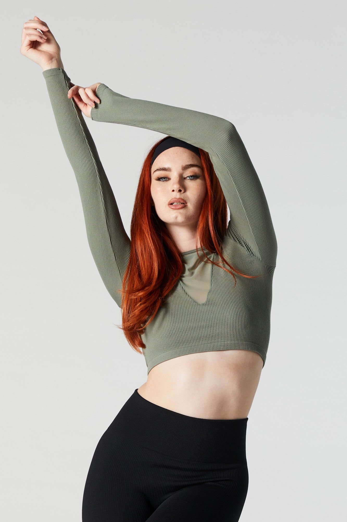 Ribbed Mesh Long Sleeve Crop Top sold by Urban Planet product image thumbnail 4