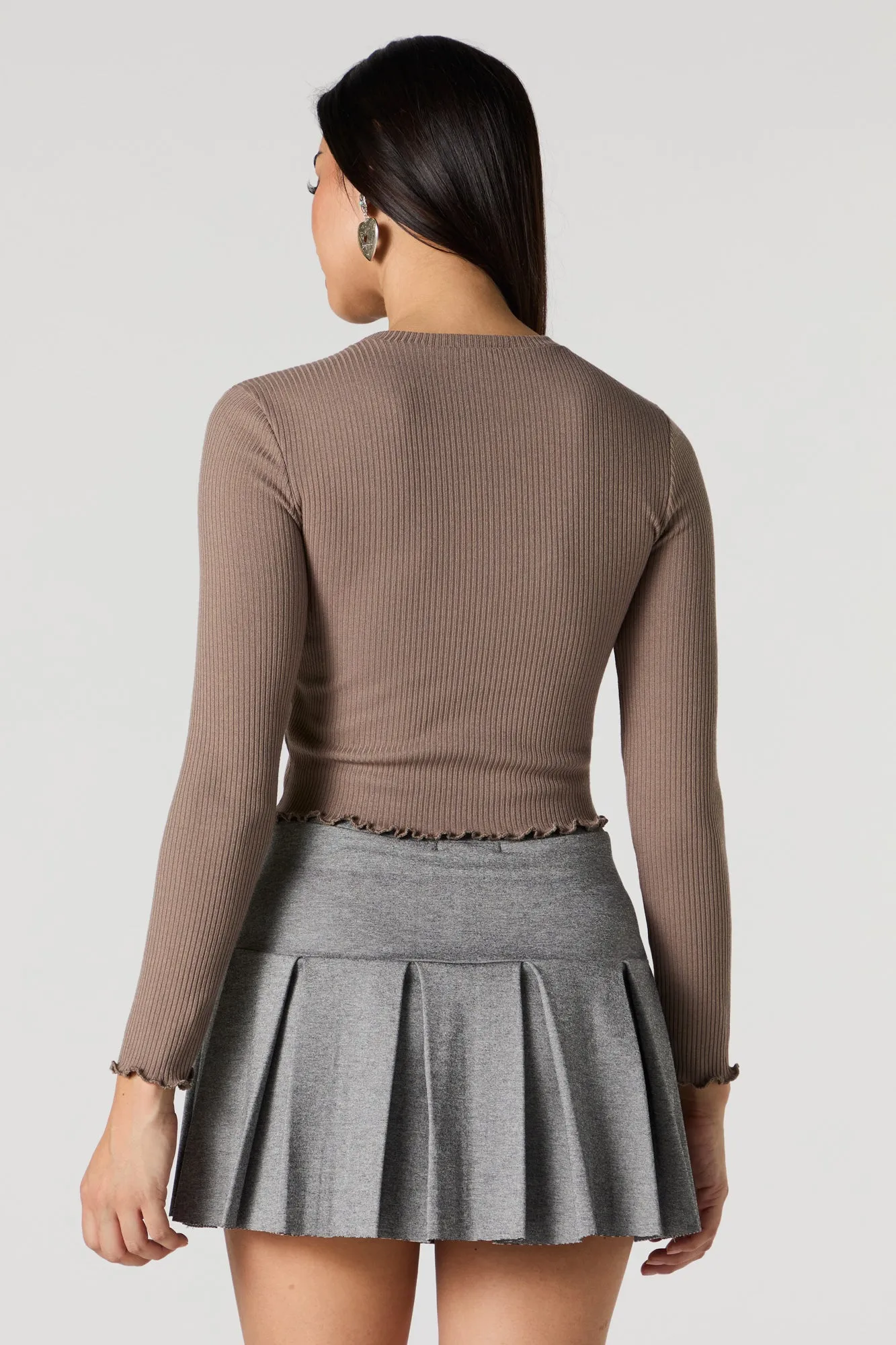 Haut court en tricot côtelé à manches longues sold by Urban Planet product image thumbnail 5