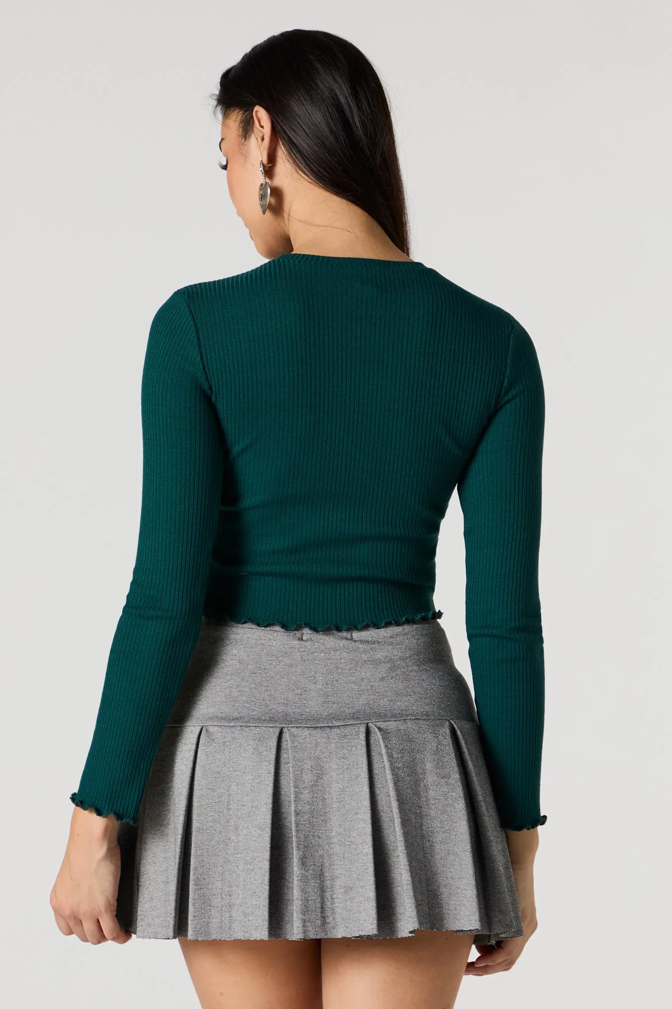 Haut court en tricot côtelé à manches longues sold by Urban Planet product image thumbnail 2