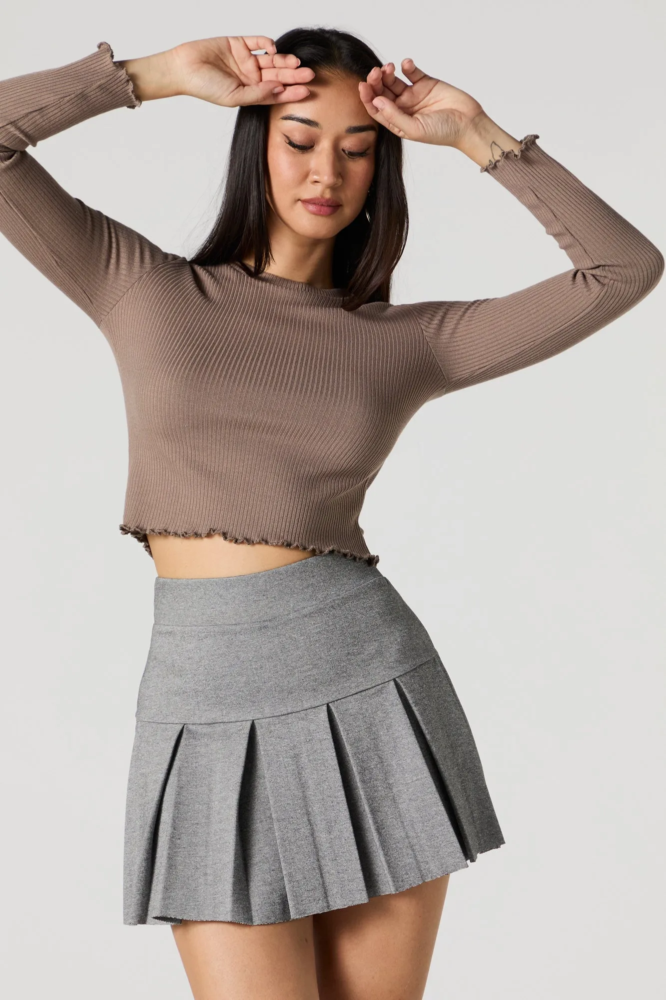 Haut court en tricot côtelé à manches longues sold by Urban Planet product image thumbnail 4