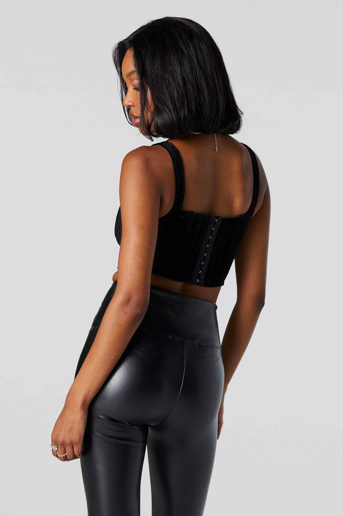 Black Velvet Corset Top sold by Urban Planet product image thumbnail 3