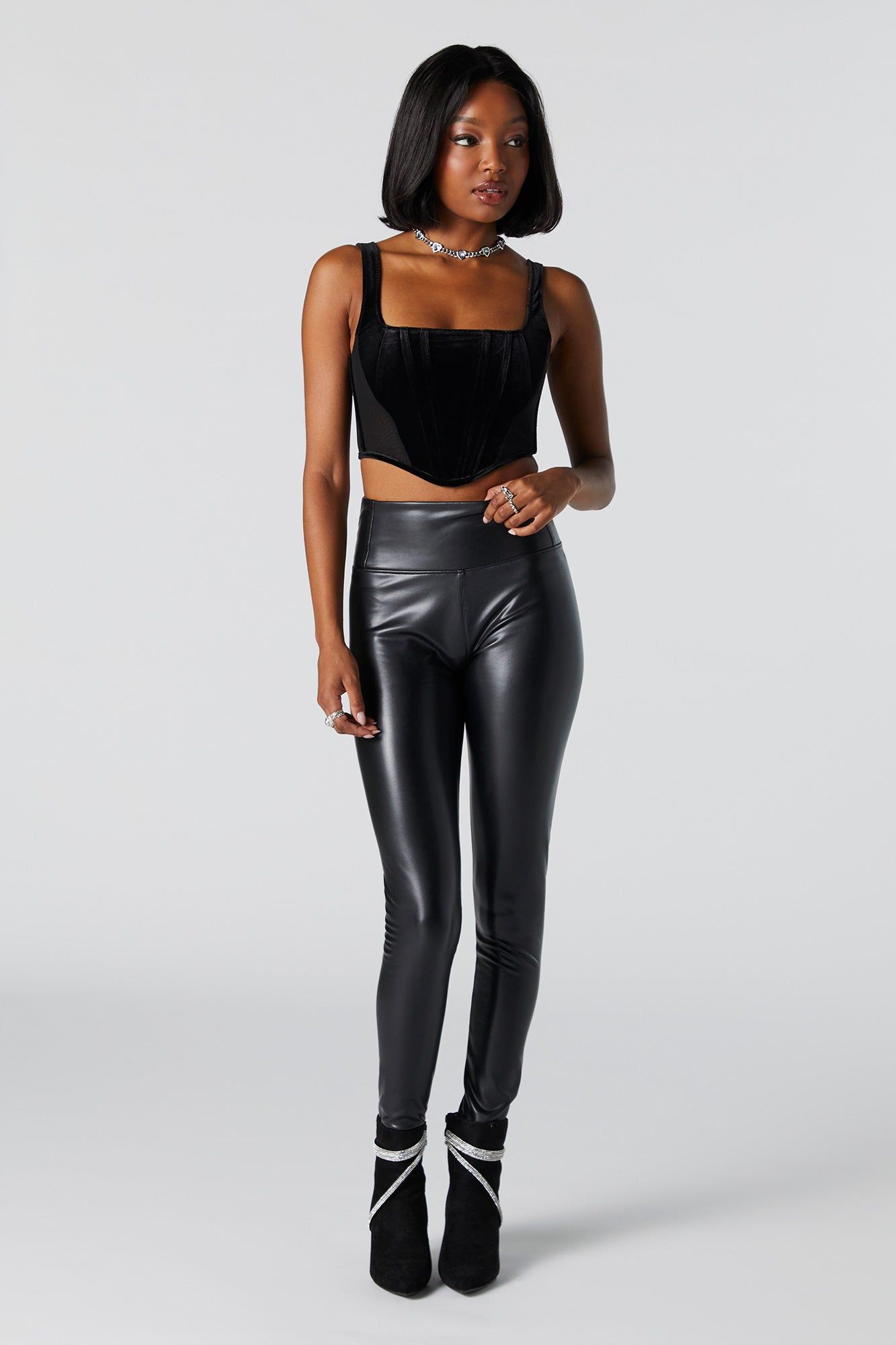 Black Velvet Corset Top sold by Urban Planet product image thumbnail 4