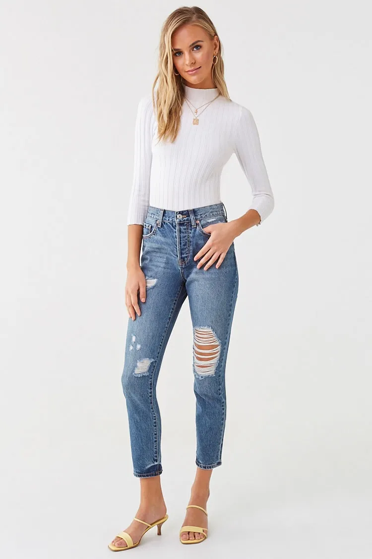 Distressed Denim Cropped Jean sold by Urban Planet product image thumbnail 5