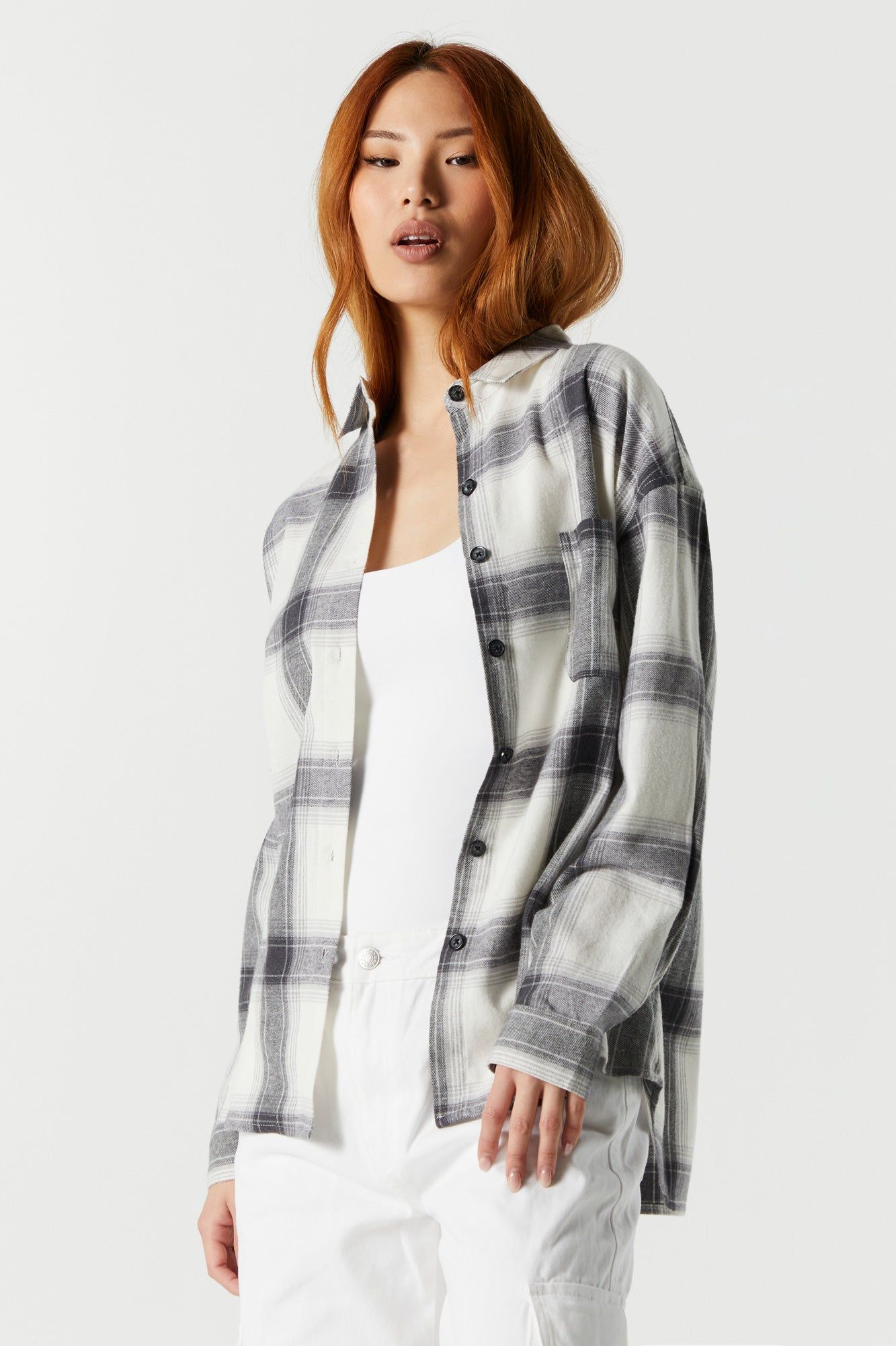 Gray Plaid Flannel sold by Urban Planet