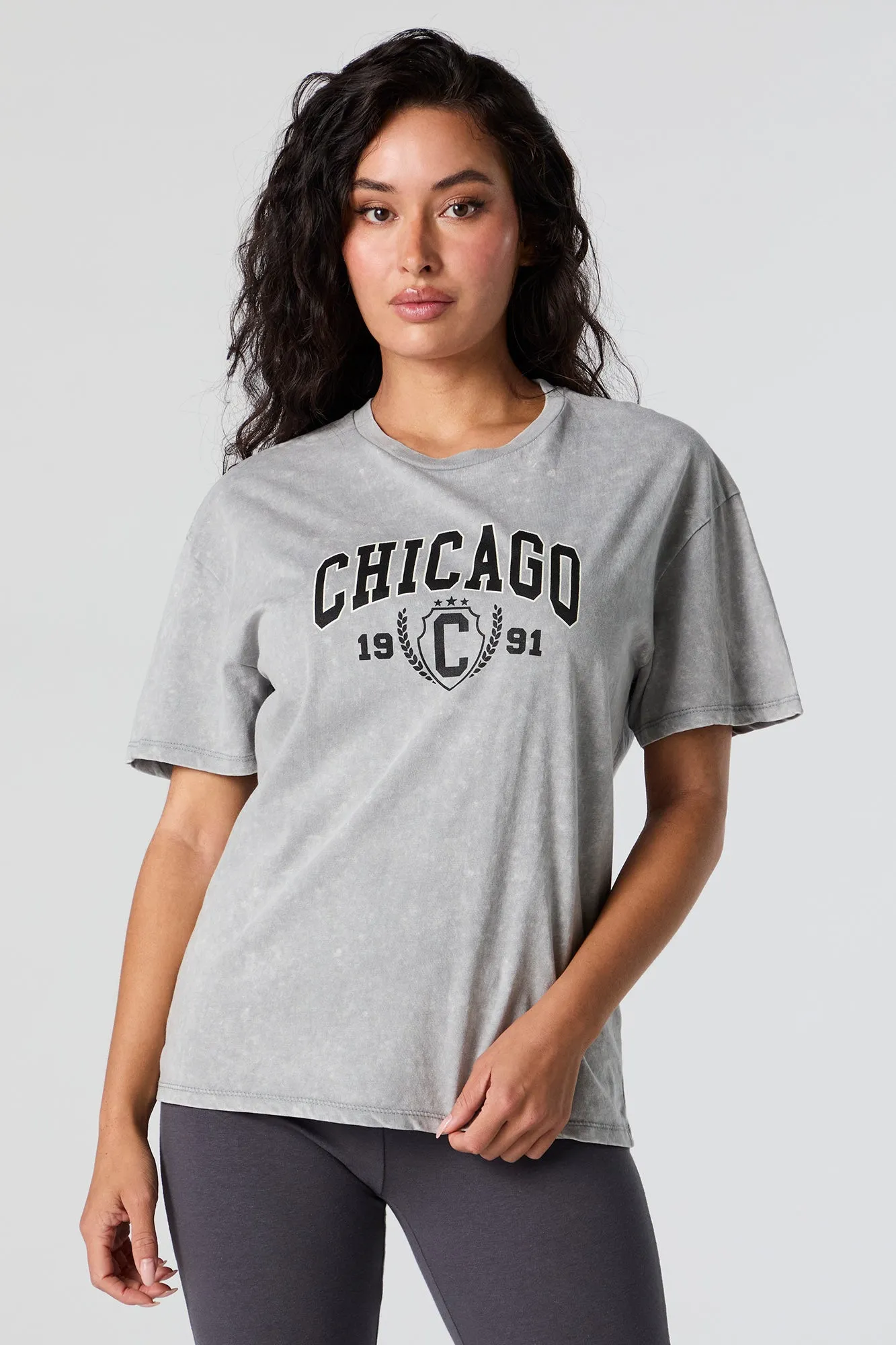 Chicago Graphic Washed Boyfriend T-Shirt sold by Urban Planet