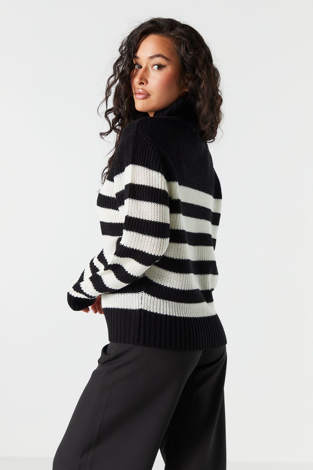 Striped Knit Quarter Zip Sweater sold by Urban Planet product image thumbnail 5