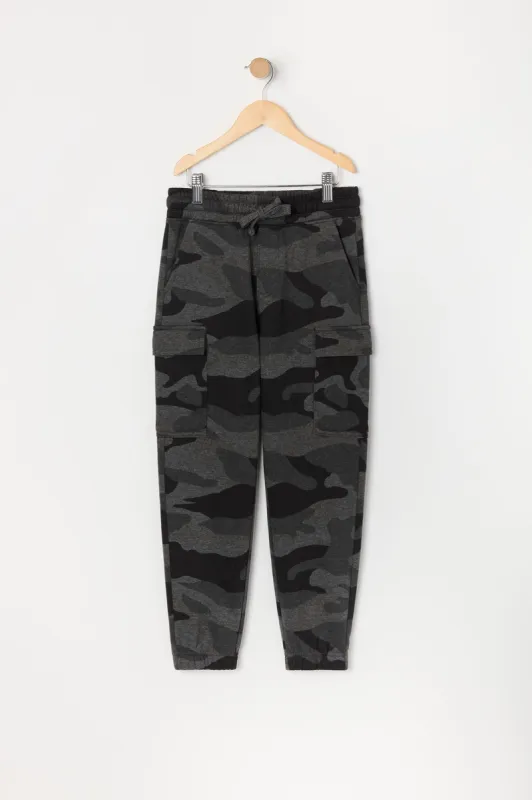 Boys Camo Fleece Cargo Jogger sold by Urban Planet