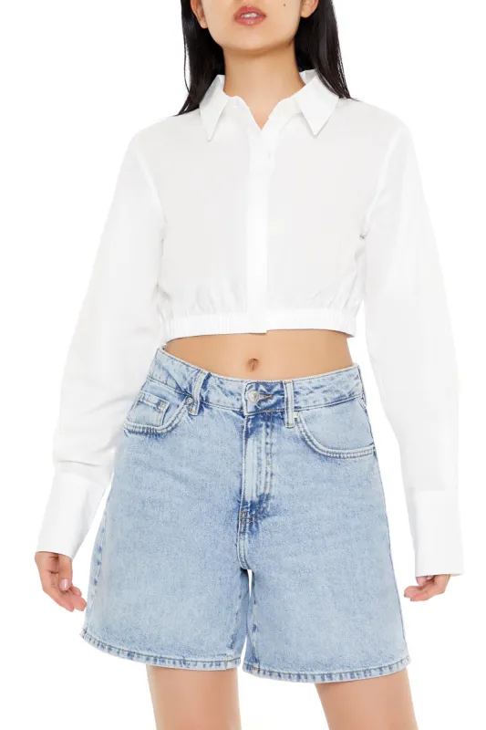 Poplin Cropped Long Sleeve Top sold by Urban Planet