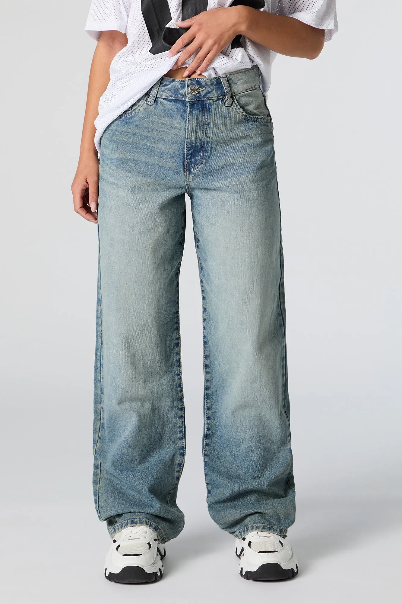 Vintage Medium Wash 90s High Rise Wide Leg Jean sold by Urban Planet product image thumbnail 2