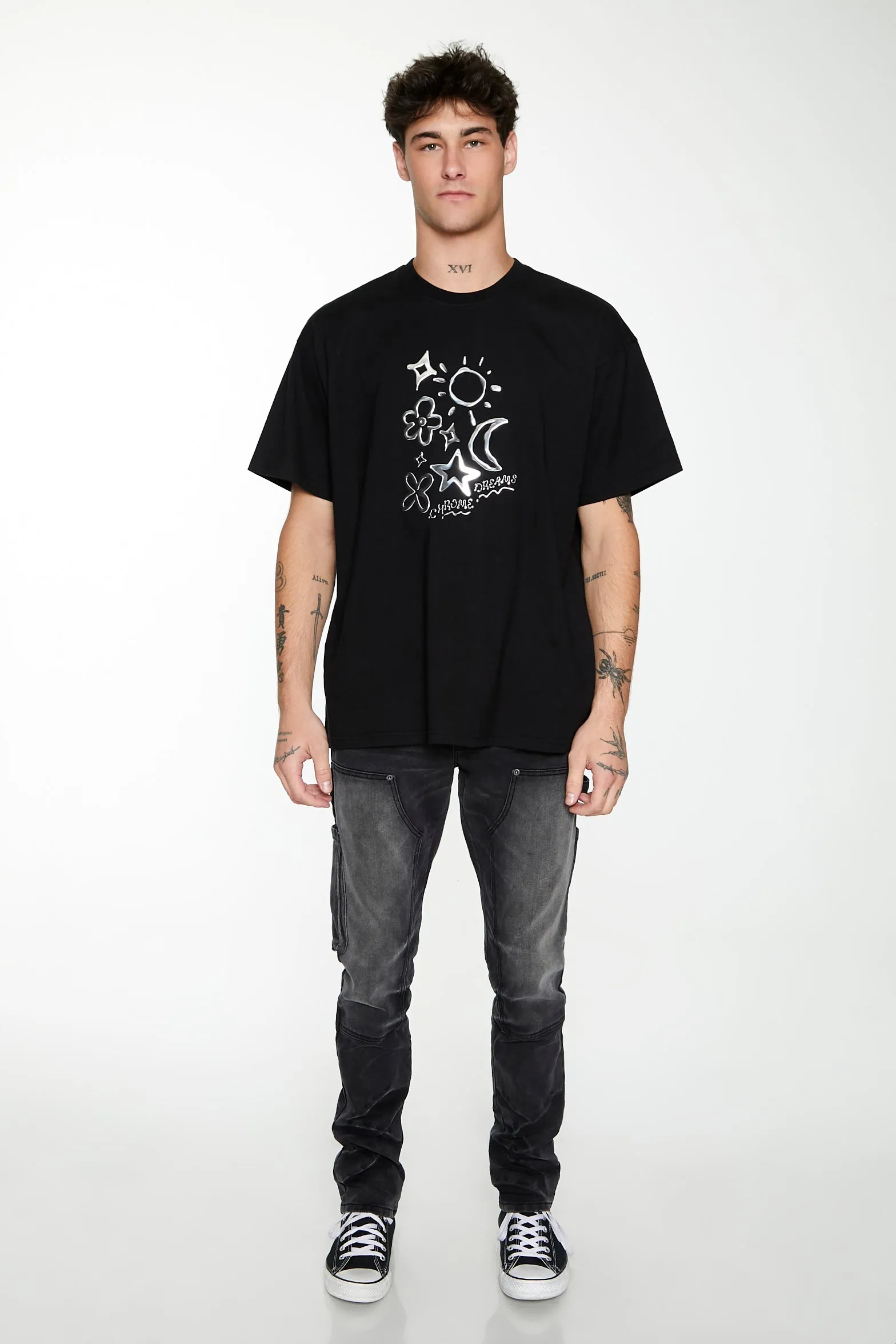 Metallic Chrome Dreams Graphic T-Shirt sold by Urban Planet product image thumbnail 3