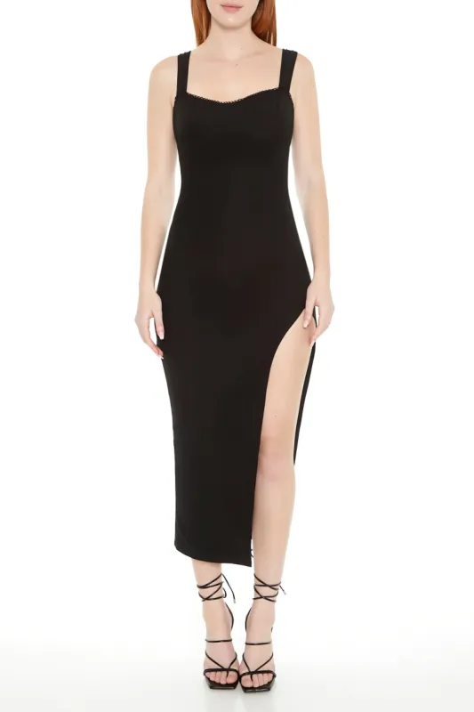 Robe midi en filet avec fente et décolleté en coeur sold by Urban Planet
