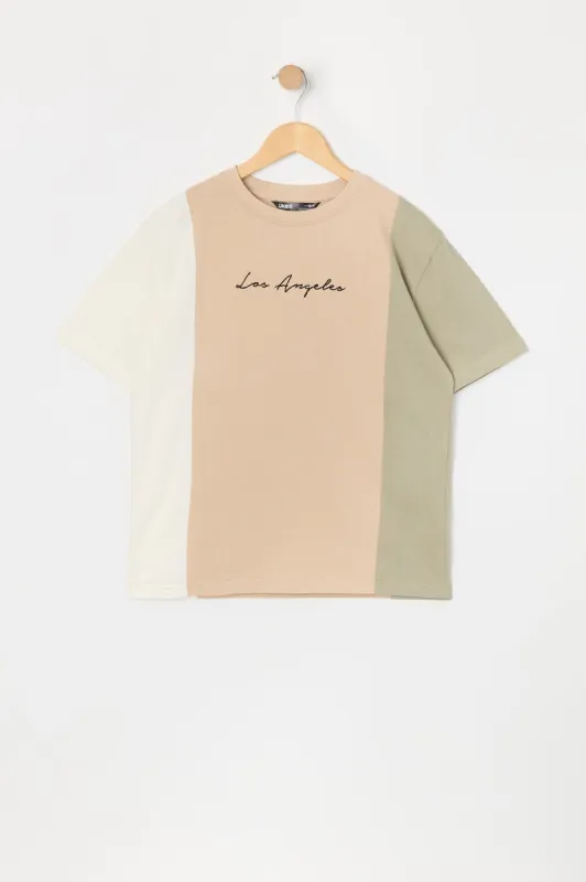 T-shirt à blocs de couleurs et broderie Los Angeles pour garçons sold by Urban Planet