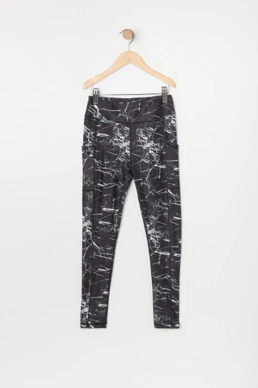 Girls Black Print High Density Active Legging sold by Urban Planet