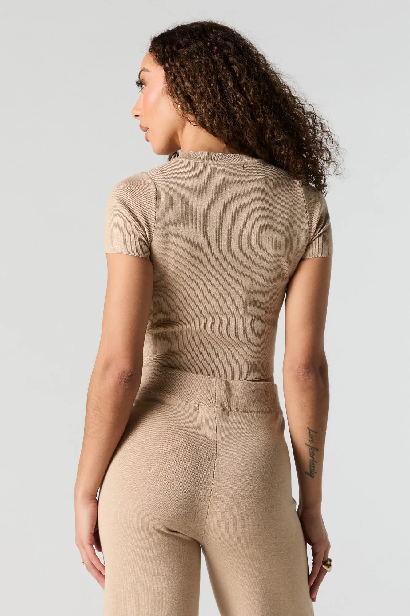 Haut en tricot côtelé à manches courtes et col montant sold by Urban Planet product image thumbnail 5