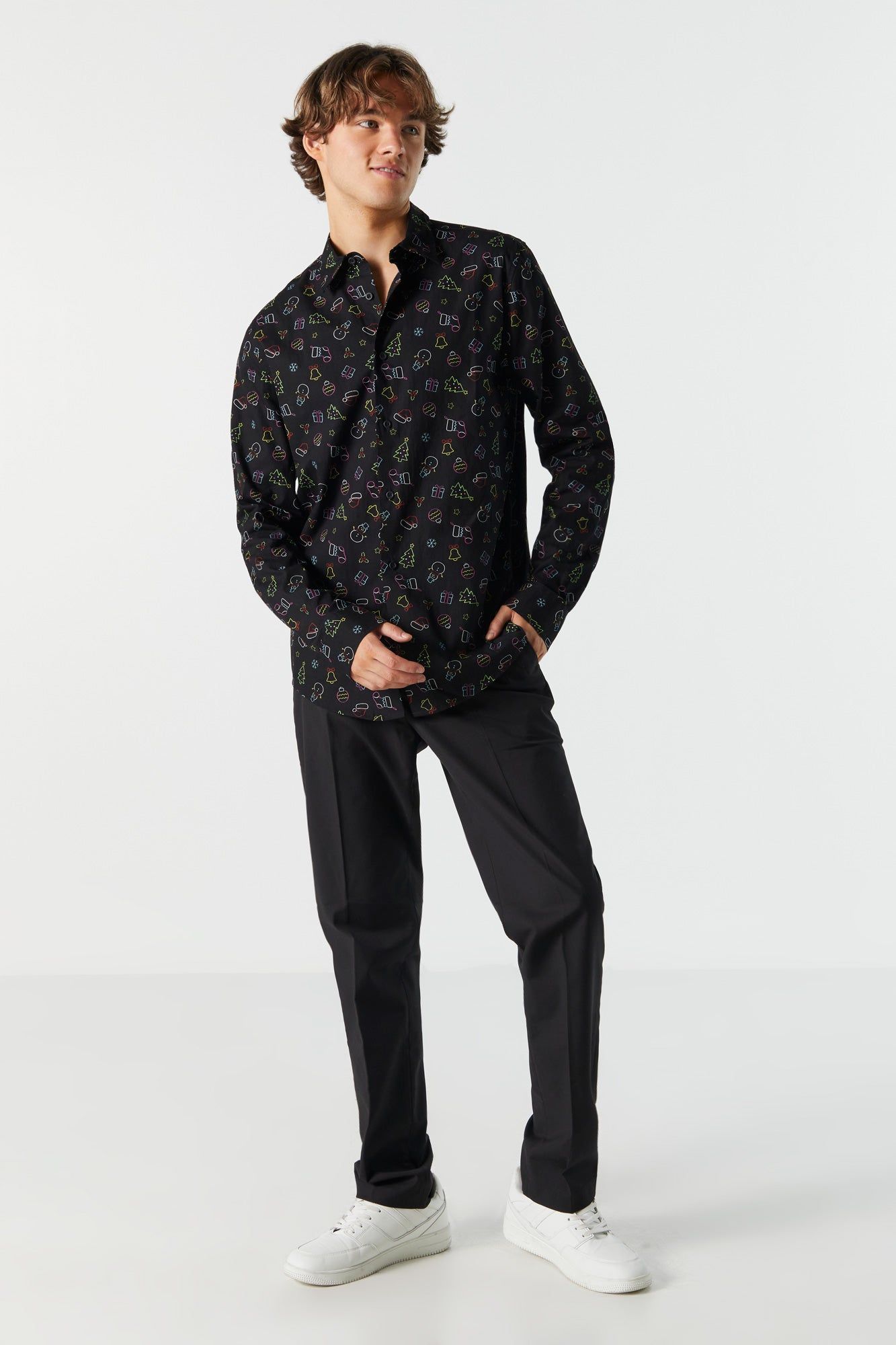 Neon Xmas Print Button-Up Top sold by Urban Planet product image thumbnail 4