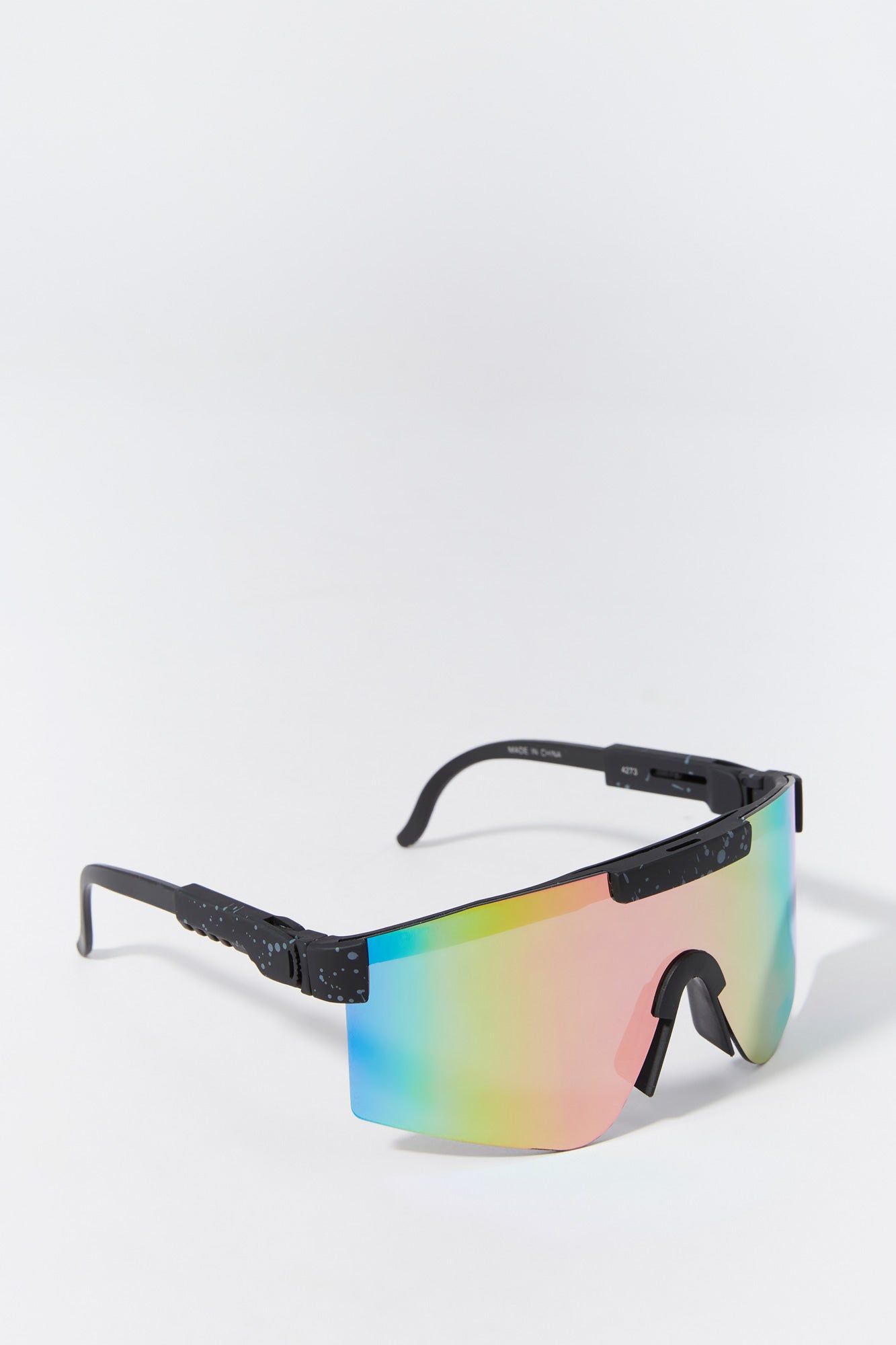 Paint Splatter Soft Touch Shield Sunglasses sold by Urban Planet