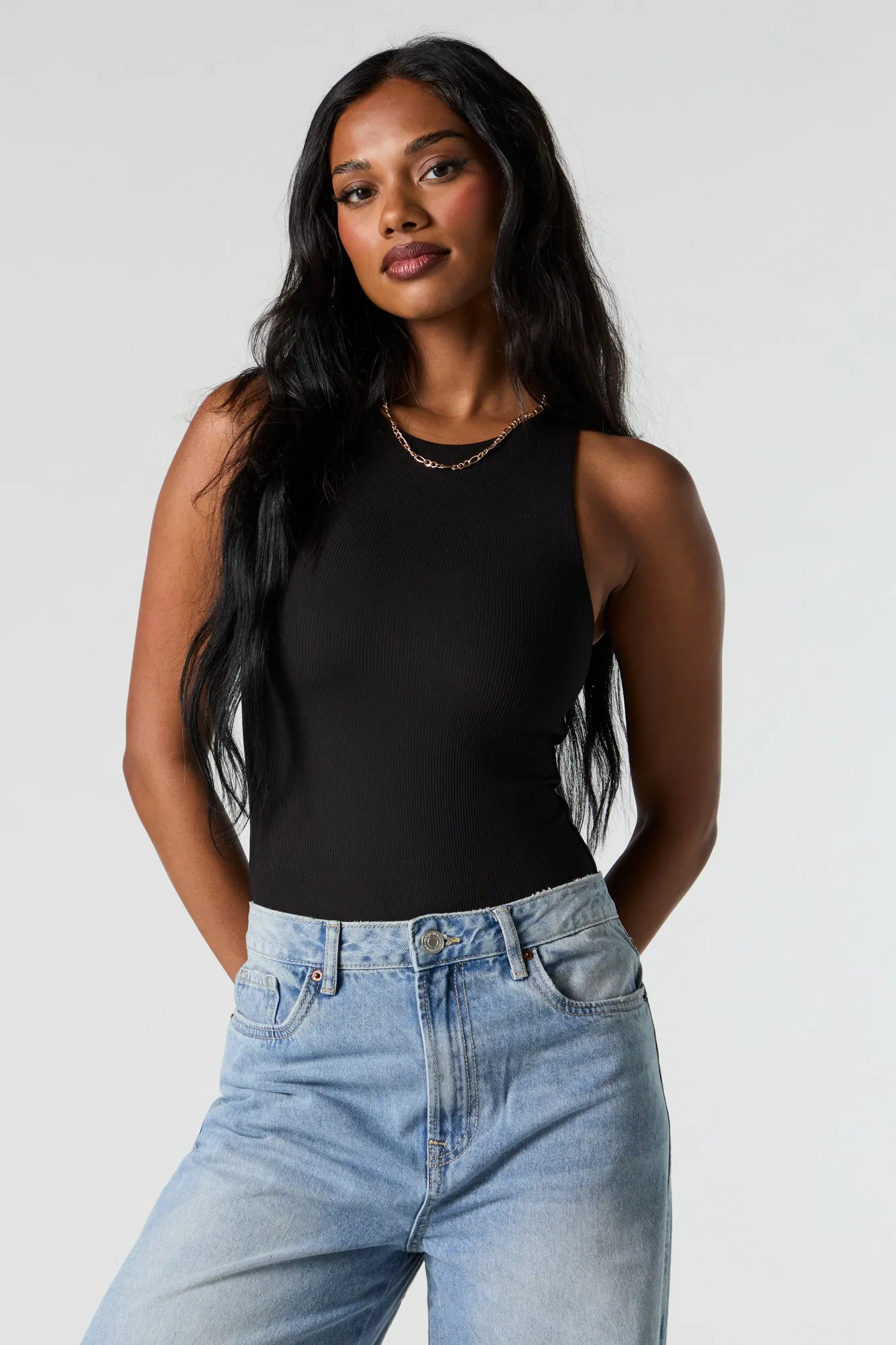 Maillot-camisole côtelé contour à col haut sold by Urban Planet