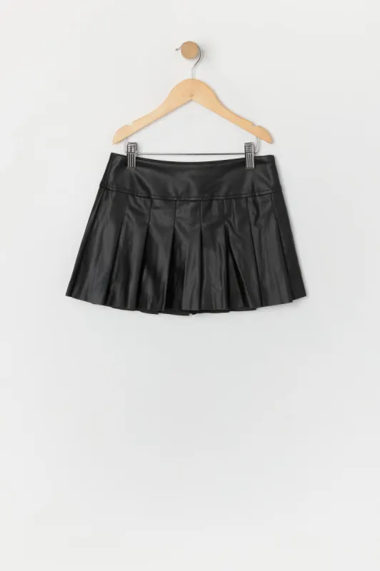 Jupe-short plissée en similicuir pour fille sold by Urban Planet