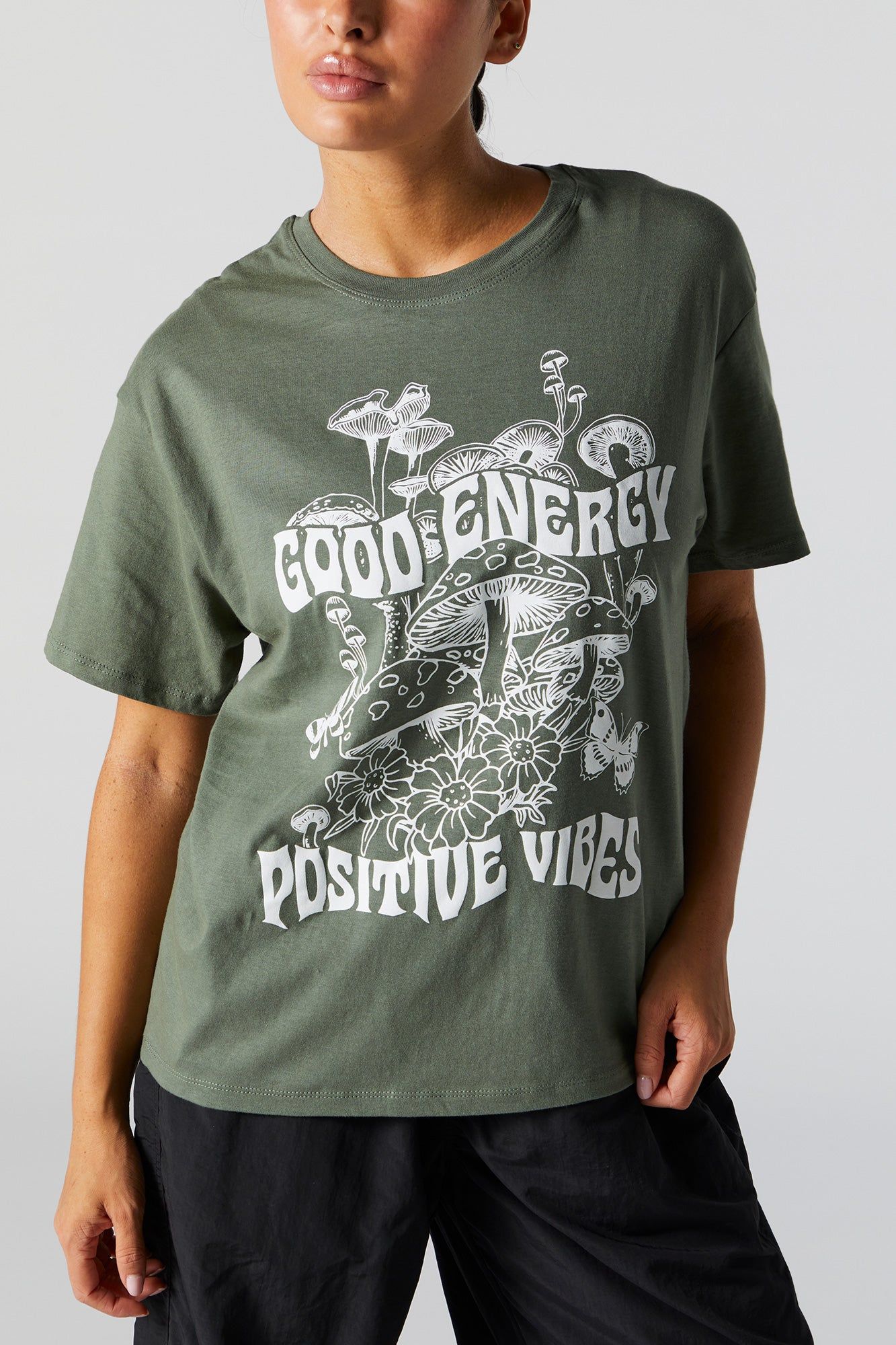 T-shirt de coupe garçonne à imprimé Positive Vibes sold by Urban Planet product image thumbnail 4
