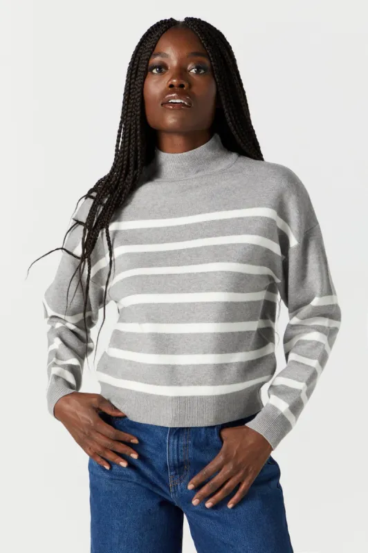 Mock Neck Striped Sweater sold by Urban Planet