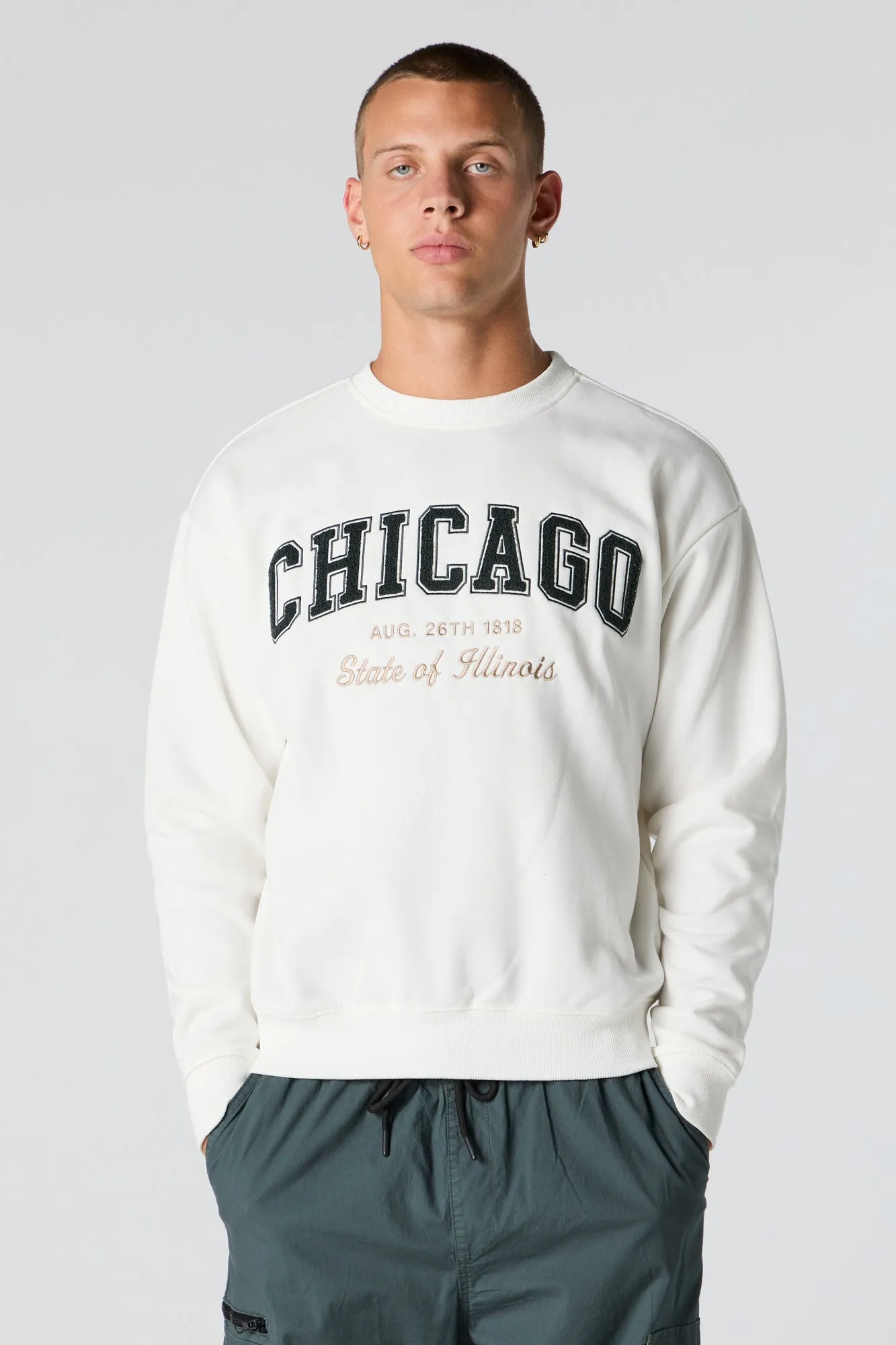 Chenille Embroidered Fleece Sweatshirt sold by Urban Planet product image thumbnail 2