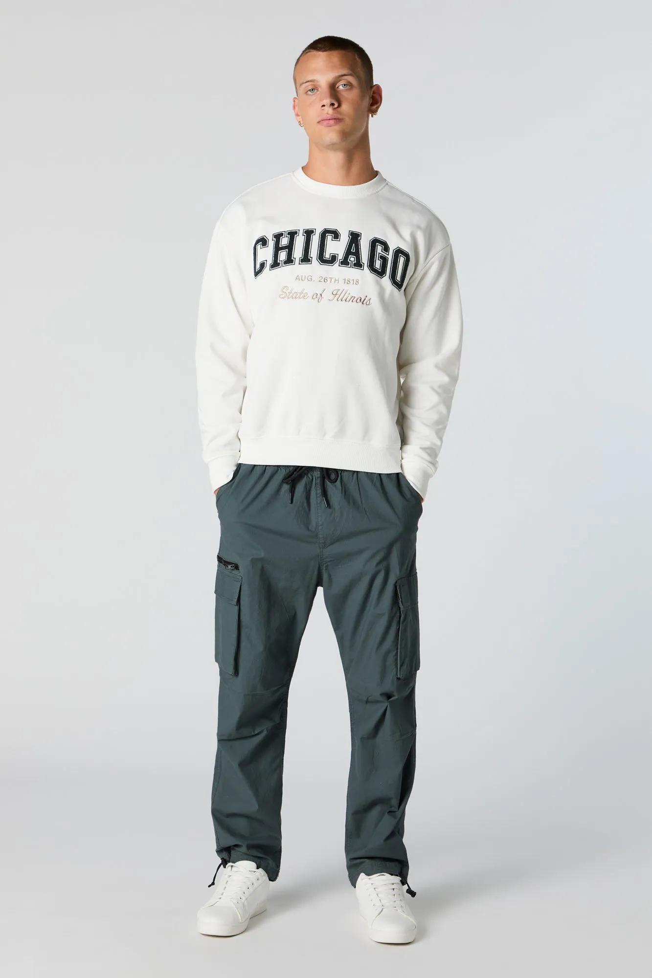 Chenille Embroidered Fleece Sweatshirt sold by Urban Planet product image thumbnail 4