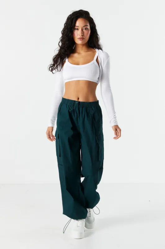 Pantalon vert cargo parachute avec tendeurs élastiques sold by Urban Planet