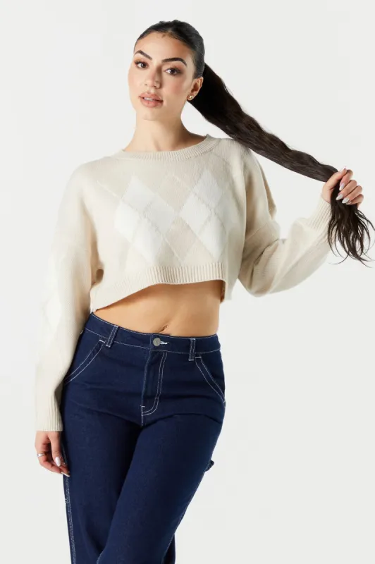 Cropped Argyle Sweater sold by Urban Planet