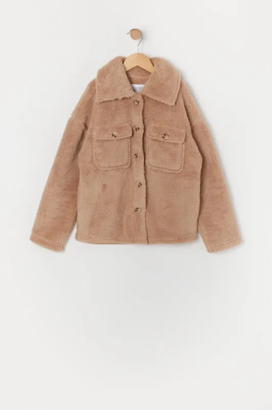 Girls Plush Shacket sold by Urban Planet