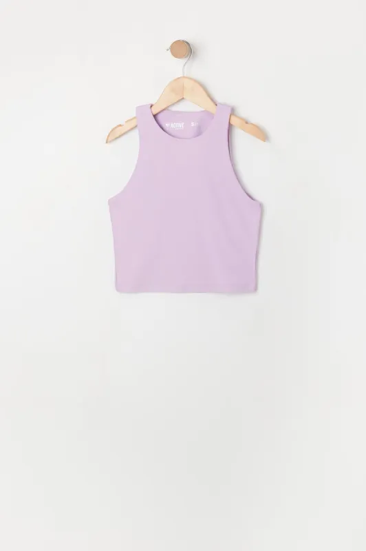 Girls Active Lilac High Neck Tank sold by Urban Planet