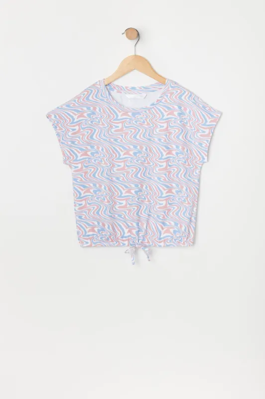 T-shirt noué avec motif abstrait pour fille made by Urban Planet
