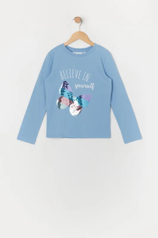 Girls Sequin Butterfly Long Sleeve Top sold by Urban Planet