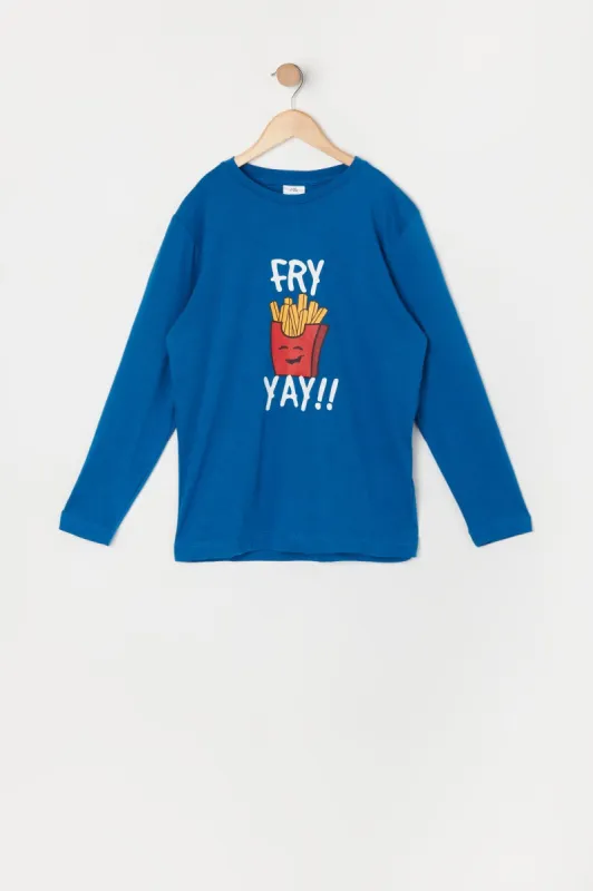 Boys Fry Yay Graphic Long Sleeve Top sold by Urban Planet