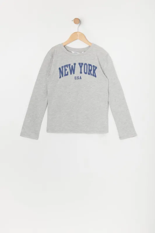 Girls New York Graphic Long Sleeve Shirt sold by Urban Planet