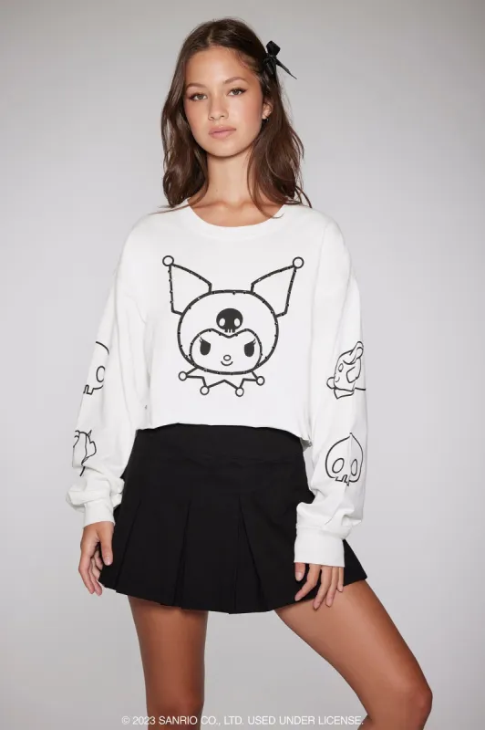 Kuromi Graphic Cropped Long Sleeve Top sold by Urban Planet