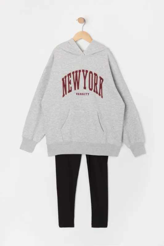 Girls New York Graphic Hoodie and Leggings Set made by Urban Planet