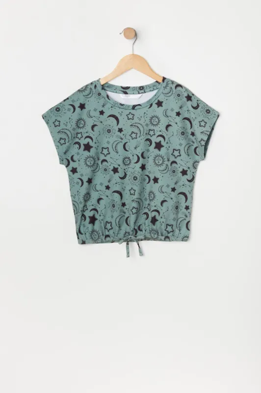 Girls Astrology Print Front Knot T-Shirt made by Urban Planet