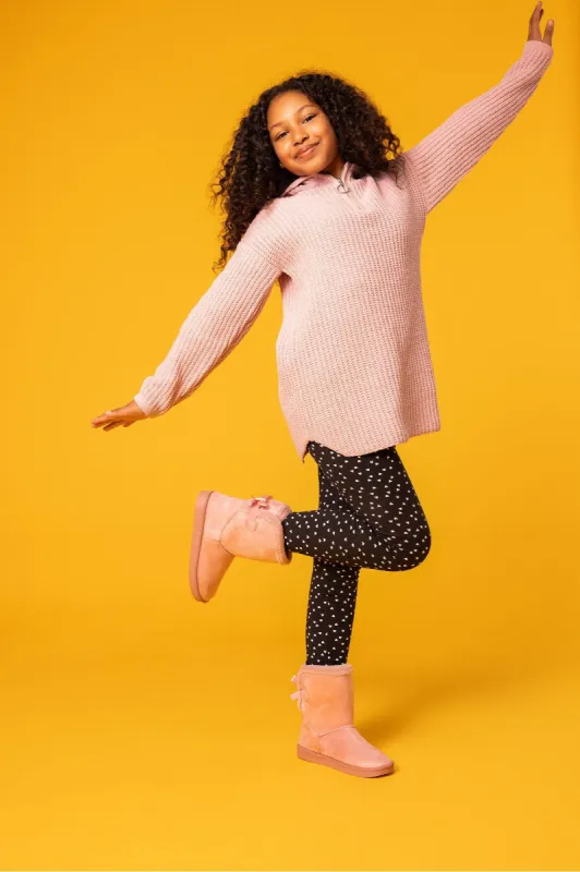 Girls Quarter Zip Hooded Knit Sweater sold by Urban Planet