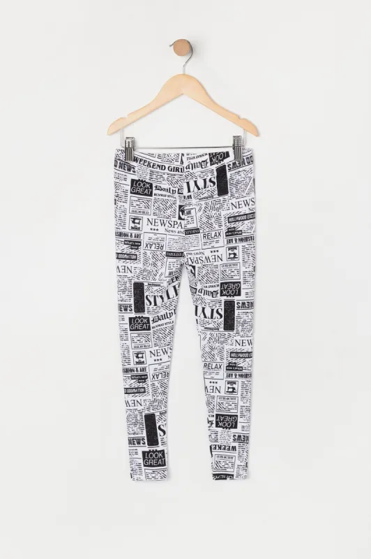 Girls Super Soft Newspaper Print Legging (2 Pack) sold by Urban Planet