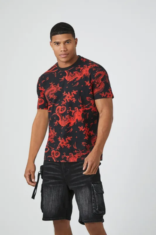 Dragon Print Crewneck T-Shirt sold by Urban Planet