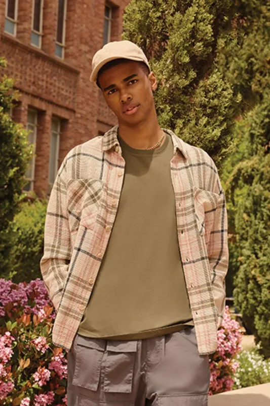 Textured Plaid Button-Up Top sold by Urban Planet