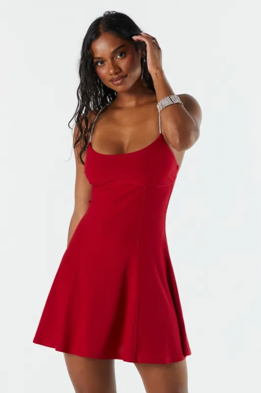 Rhinestone Strap RedcSkater Dress sold by Urban Planet