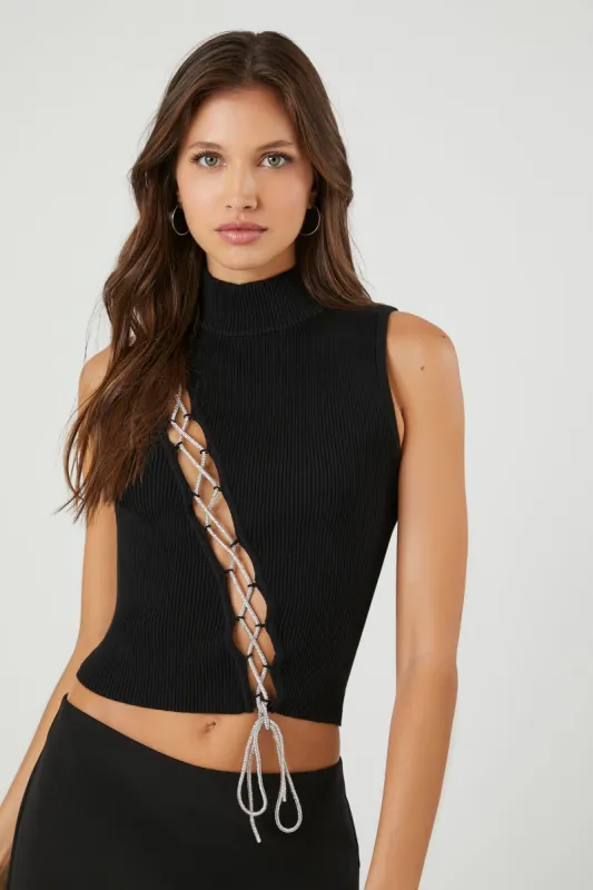 Lace Up Turtleneck Tank Top sold by Urban Planet