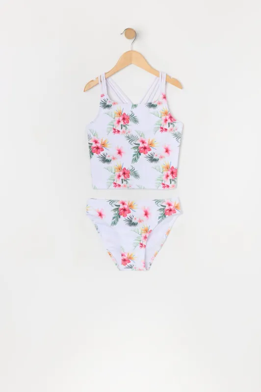 Girls Hawaiian Print Tankini 2 Piece Swimsuit with built-in cups sold by Urban Planet