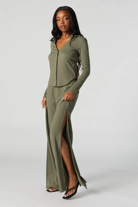 Textured Slit Palazzo Pant sold by Urban Planet