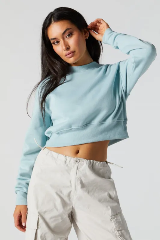 Fleece Cropped Sweatshirt sold by Urban Planet
