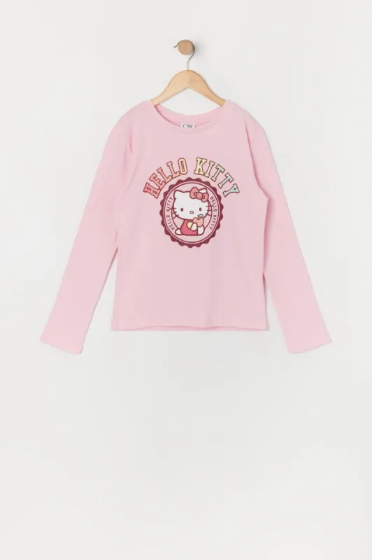 Girls Pink Hello Kitty Graphic Long Sleeve Top sold by Urban Planet